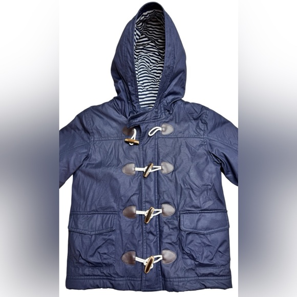 Hanna Andersson Hooded Water Resistant Jacket Girls 5 Navy Nautical Coat - Picture 2 of 9